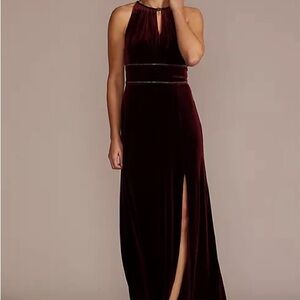 embellished velvet sheath dress with keyholes